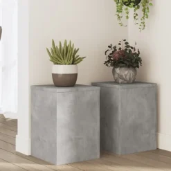 Outlet Växtställ 2 st betonggrå 25x25x35 cm konstruerat trä Växtställ