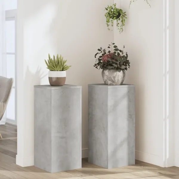 vidaXL Växtställ 2 st betonggrå 30x30x70 cm konstruerat trä