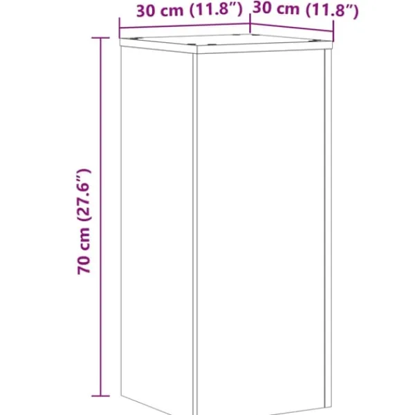 Outlet Växtställ 2 st brun ek 30x30x70 cm konstruerat trä Växtställ