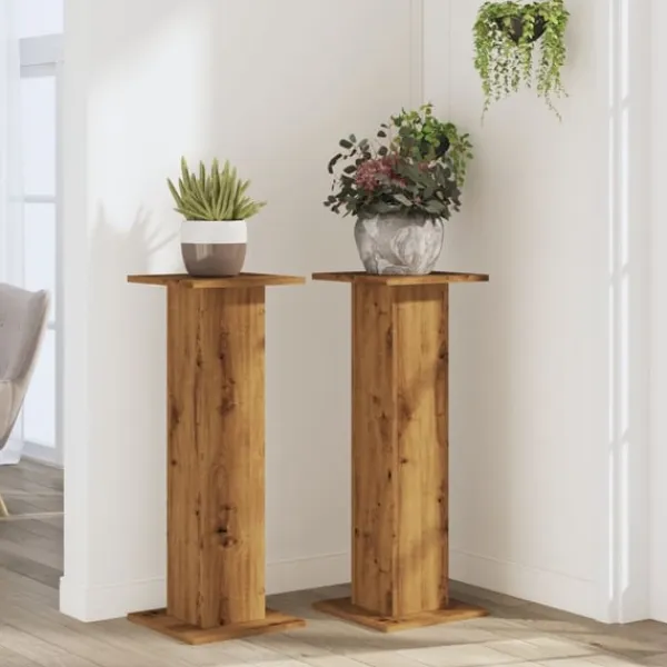 Clearance Växtställ 2 st ek 30x30x80 cm konstruerat trä Växtställ