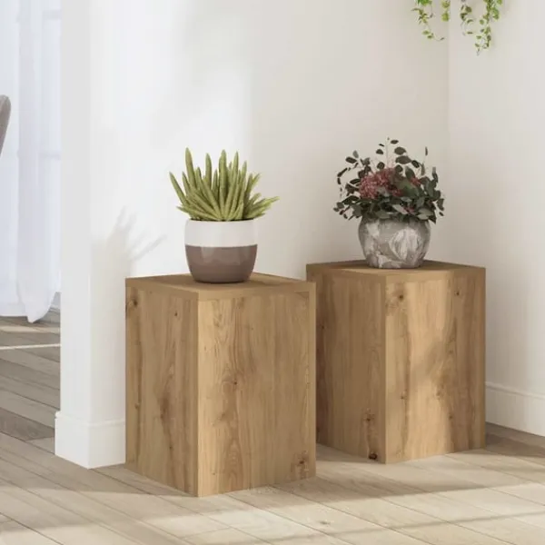 Clearance Växtställ 2 st ek 25x25x35 cm konstruerat trä Växtställ