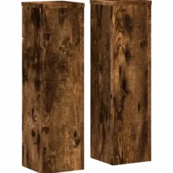 Online Växtställ 2 st rökfärgad ek 17x17x60 cm konstruerat trä Växtställ