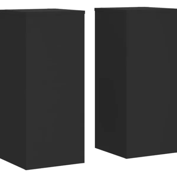 New Växtställ 2 st svart 30x30x70 cm konstruerat trä Växtställ