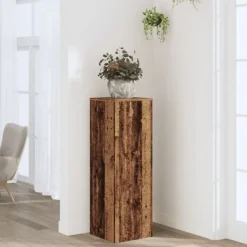 Discount Växtställ åldrat trä 33x33x100 cm konstruerat trä Växtställ