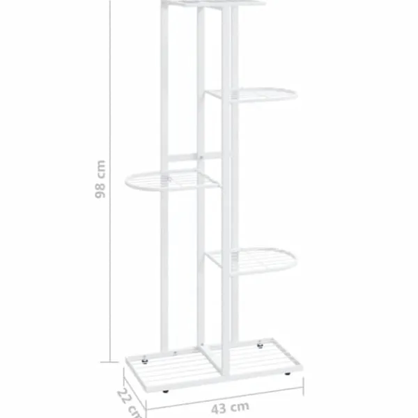 vidaXL Växtställ med 5 hyllor 43x22x98 cm vit metall - Växtställ