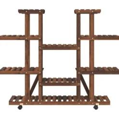 New Växtställ med hjul 110x25x115 cm massiv furu - Växtställ Växtställ