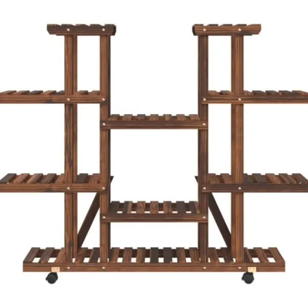 New Växtställ med hjul 110x25x115 cm massiv furu - Växtställ Växtställ