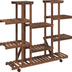 New Växtställ med hjul 110x25x115 cm massiv furu - Växtställ Växtställ