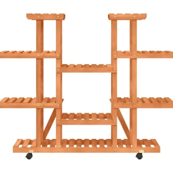 Clearance Växtställ med hjul 110x25x115 cm massiv furu - Växtställ Växtställ