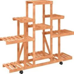 New Växtställ med hjul 110x25x101 cm massiv furu - Växtställ Växtställ