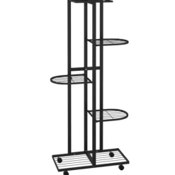 vidaXL Växtställ på hjul 5 hyllor 44x23x100 cm svart järn - Växtställ