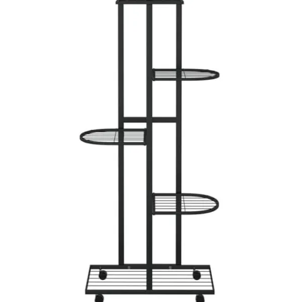 vidaXL Växtställ på hjul 5 hyllor 44x23x100 cm svart järn - Växtställ