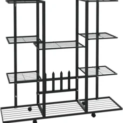 Växtställ på hjul 94,5x24,5x91,5 cm svart järn - Växtställ Växtställ