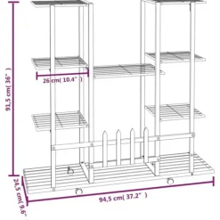 Växtställ på hjul 94,5x24,5x91,5 cm svart järn - Växtställ Växtställ
