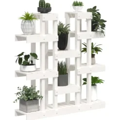 vidaXL Växtställ vit 104,5x25x109,5 cm massiv furu - Växtställ