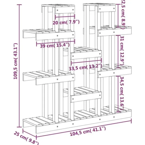 Clearance Växtställ 104,5x25x109,5 cm massiv furu - Växtställ Växtställ