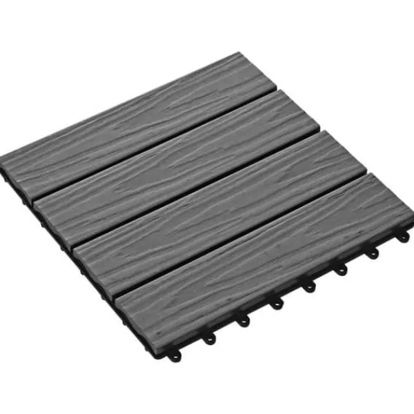 Discount 11x Terrassplattor Relief WPC 30x30 cm 1 m² Grå Trädgårdsplatta 45035 Trädgårdsprydnader