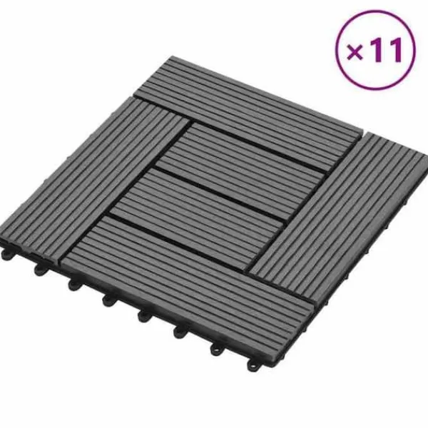 vidaXL 11x Träplattor WPC Grå Trädgårdsplatta 41551