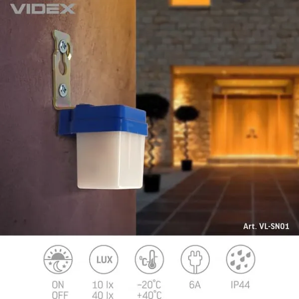 Videx skymningssensor fotometrisk IP44 mikrovågsugn max 6A utanpåliggande