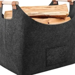 Sale Vikbar stockkorg-XL-Mycket tjock filt och förstärkt handtag,Som varukorg, tidning eller ved,mörkgrå Tillbehör Till Vedeldade Kaminer & Öppna Spisar