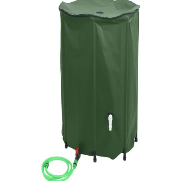 New Vikbar vattentank med kran 380 L - PVC, slitstark | Färg: Grön | Storlek: 380 L Regntunnor