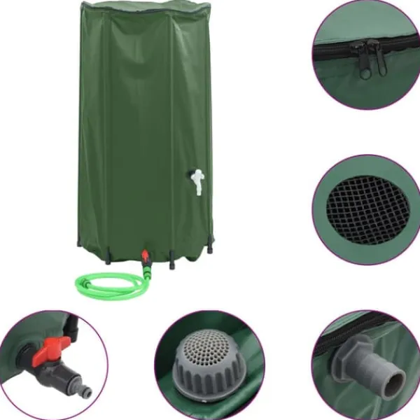 Sale Vikbar vattentank med kran 100L - Regntunna PVC | Färg: Grön | Storlek: 100 L Regntunnor
