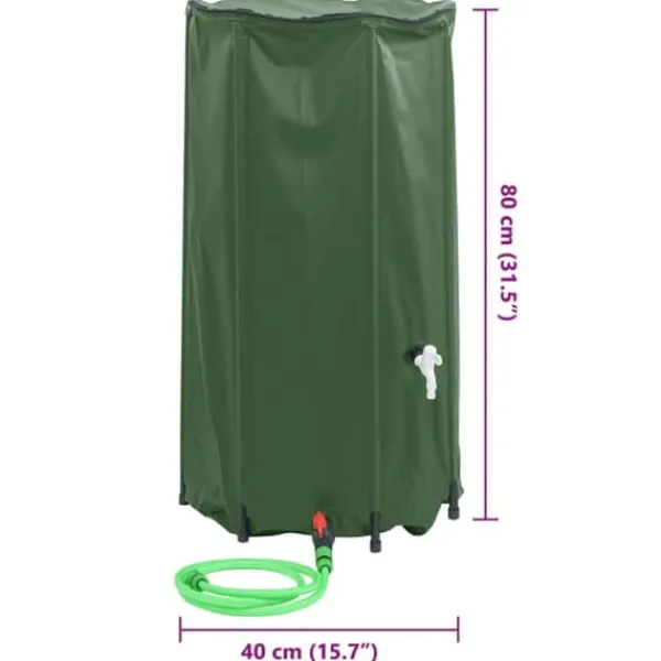 Sale Vikbar vattentank med kran 100L - Regntunna PVC | Färg: Grön | Storlek: 100 L Regntunnor
