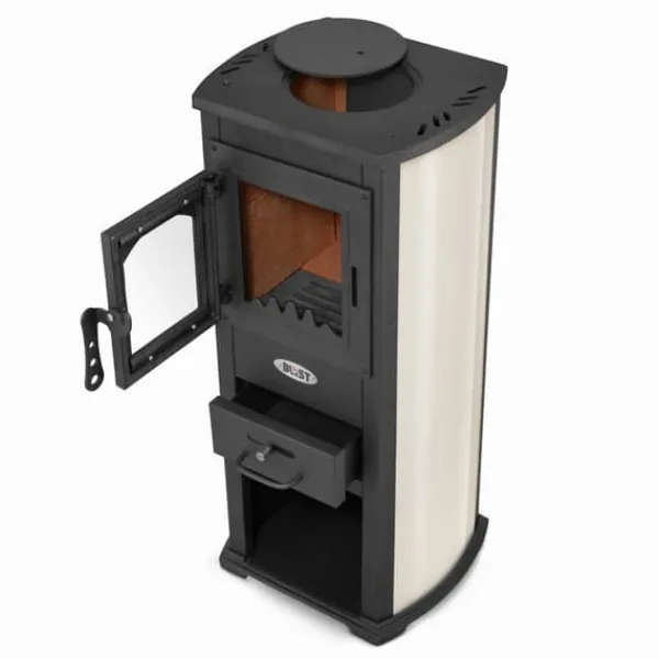 Viking Choice Vikingchoice gjutjärnskamin med kokplatta - 6.6kW till 8.5kW, värmer upp till 85m², avtagbar asklåda