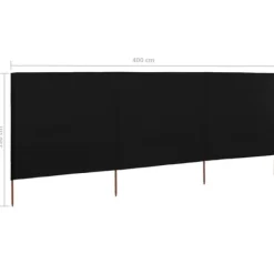 Vindskydd 3 paneler tyg 400x160 cm svart - Vindskärm - Vindskärmar - Home & Living