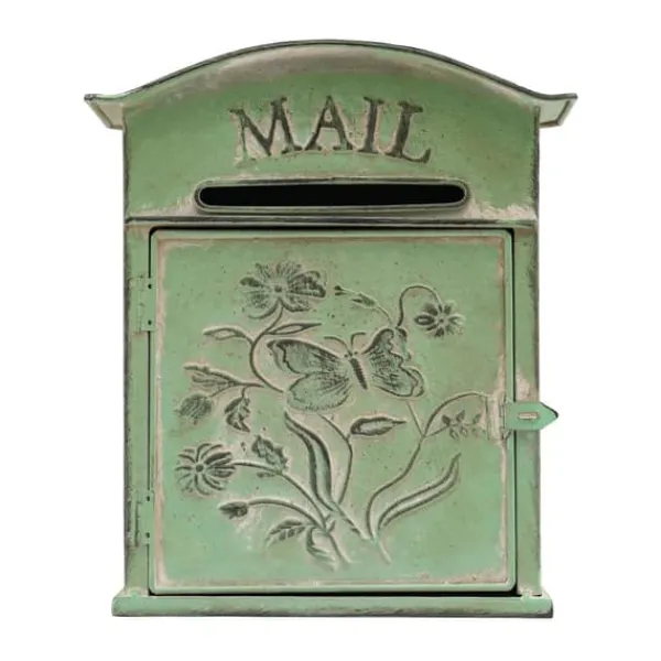 Online Vintage Brevlåda - Väggmonterad Brevlåda - För Staket - Präglad Metall - Utomhusbruk - 27×10,5×31,2 cm - Brevinkast 9,5×1,5 cm - Grön Postlådor & Brevlådor