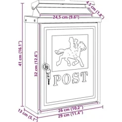 vidaXL Vintage väggpostlåda - - Bronze - Gjutet aluminium - 29x13x41 cm - Rostbeständig - Vattentät