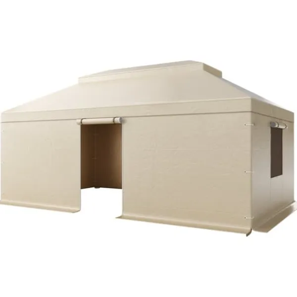Vinterpaviljongöverdrag, 3,66x6,10m, Dubbel nivå, Sidoväggar, Nätfönster, Högdensitets PE-Förvaringskydd
