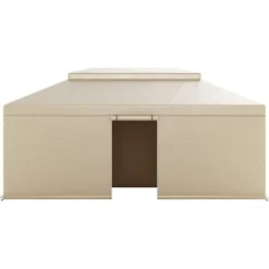 Vinterpaviljongöverdrag, 3,66x6,10m, Dubbel nivå, Sidoväggar, Nätfönster, Högdensitets PE-Förvaringskydd