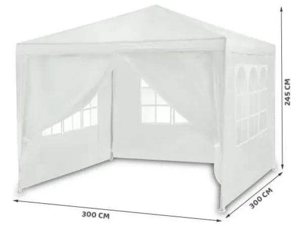 Vit trädgårdspaviljong 3x3m 4936