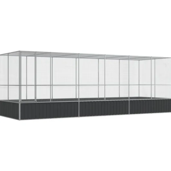 Discount Voljär med utbyggnad silver 625x207x212 cm stål Växthus