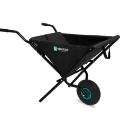 Vonroc Hopfällbar Skottkärra – Lätt och Platsbesparande Trädgårdsvagn med 30 kg Kapacitet, Ergonomiska Handtag och Luftfyllda Hjul