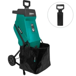 Vonroc Kompostkvarn – 2500W – Strimlar grenar upp till Ø45mm – Med 45L uppsamlingspåse & säkerhetsskydd