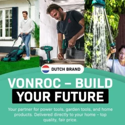 Vonroc Kompostkvarn – 2500W – Strimlar grenar upp till Ø45mm – Med 45L uppsamlingspåse & säkerhetsskydd