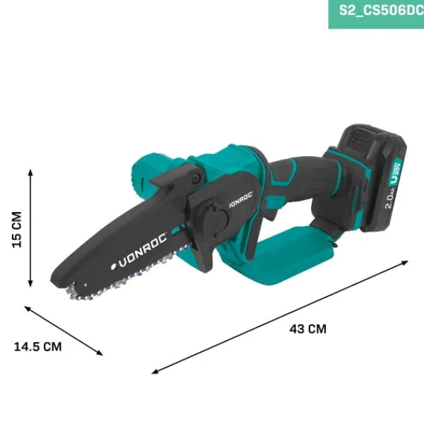 New 20V Mini Motorsåg – Kompakt, Lätt och Kraftfull, 127 mm Kapacitet, 2x 2,0Ah Batterier Trädgårdsmaskiner