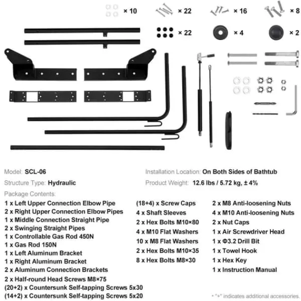 Sale Värmebadsskydder Lyft, Hydraulisk Spakåpa Lyft, Justerbar Bredd 69" - 96,5", Dubbelinstallera, Passar Olika Storlekar Spa & Utomhusbad