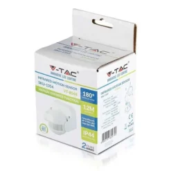 Discount V-Tac Infraröda Rörelsesensor 180° IP44 Vit 1200W Inomhus/Ute Mod.1354 Rörelsedetektorer