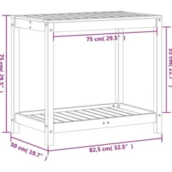 Växtbord med hylla - Planteringsbord i massiv furu | Storlek: 82,5x50x75 cm | Färg: Natur