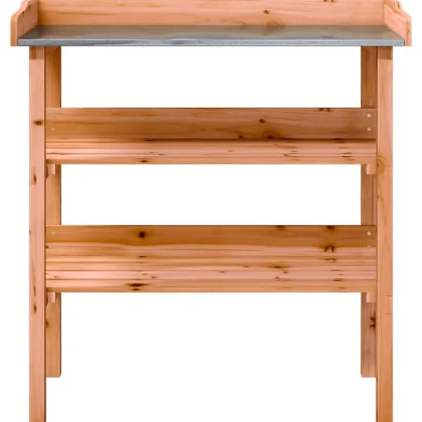 vidaXL Växtbord med hylla brun 78x38x82,5 cm massivt granträ
