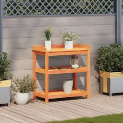 Outlet Växtbord med hyllor brun 82,5x45x86,5 cm massiv furu Planteringsbänkar