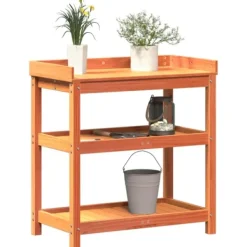 Outlet Växtbord med hyllor brun 82,5x45x86,5 cm massiv furu Planteringsbänkar