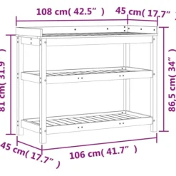 Outlet Växtbord med hyllor i impregnerad furu 108x45x86,5 cm | Färg: Natur | Storlek: 108x45x86,5 cm Planteringsbänkar