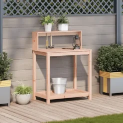 Clearance Växtbord med hyllor i massivt douglasträ - Planteringsbord | Storlek: 82,5x50x109,5 cm | Färg: Natur Planteringsbänkar