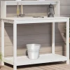New Växtbord med hyllor vit 108x50x109,5 cm massiv furu Planteringsbänkar