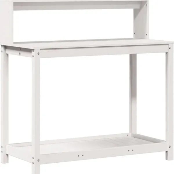 New Växtbord med hyllor vit 108x50x109,5 cm massiv furu Planteringsbänkar