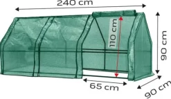 VÄXTHUS 240*90*90 CM, PE-FOLIE 135G, METALLKONSTRUKTION - T N15-912